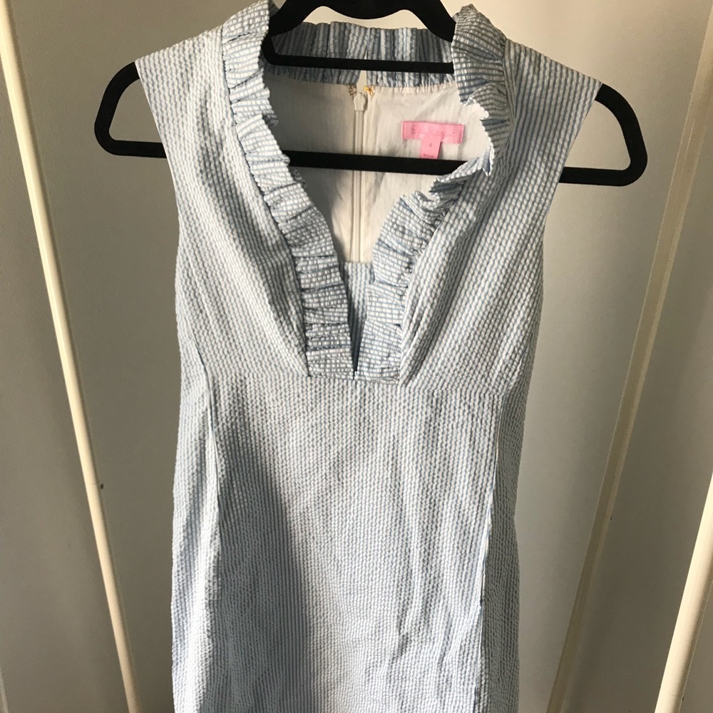 Lilly Seersucker Dress in Blue